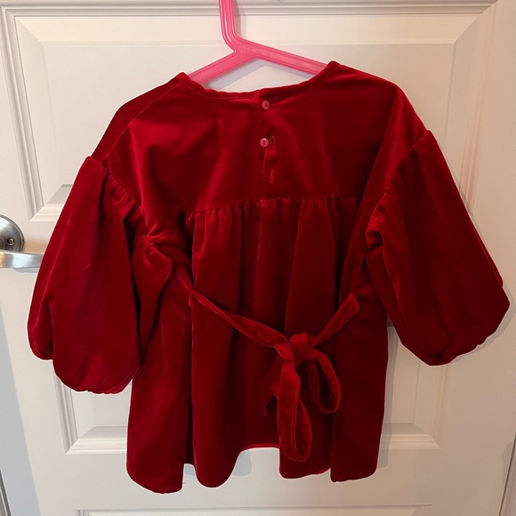 Holoday🎊 NWOT Red Velvet Dress with Bipshop Sleeve and Bow - Picture 3 of 3
